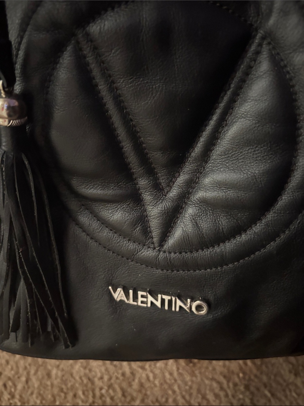 Valentino Black Leather Shoulder Bag with Chain Strap
